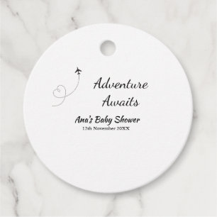 Adventure awaits baby shower add name date plane s favour tags