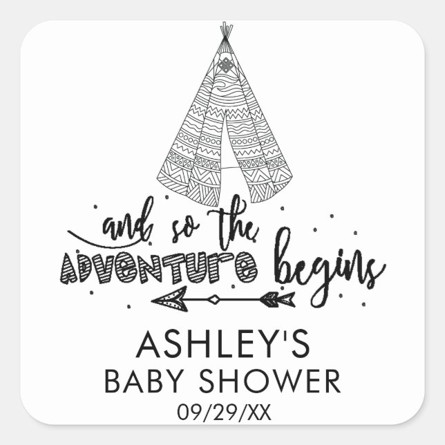 Adventure Awaits Baby Shower Favour Sticker (Front)