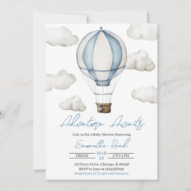 Adventure Awaits Baby Shower Invitation (Front)