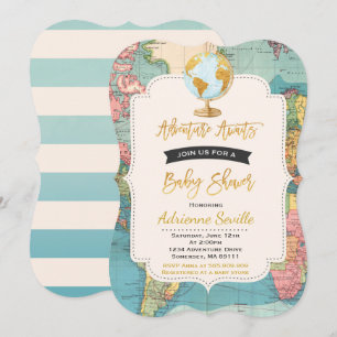 Adventure Awaits Baby Shower Invitation Map Shower