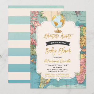 Adventure Awaits Baby Shower Invitation Map Shower