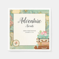 Adventure Awaits Baby shower Paper Napkin travel