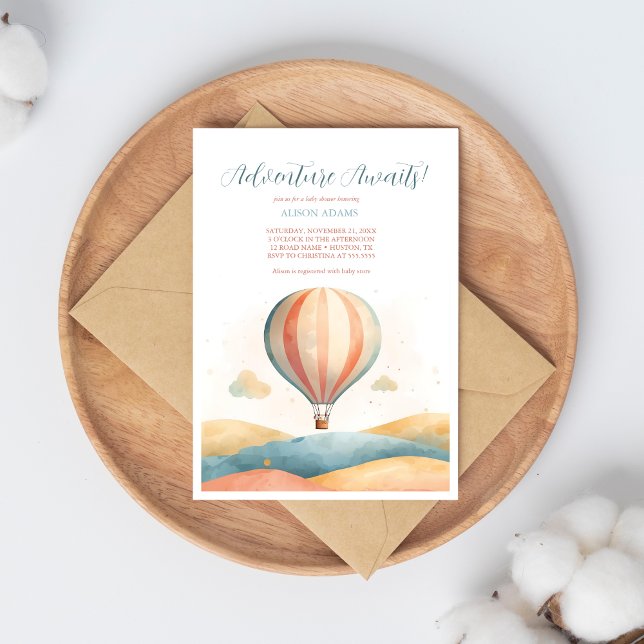 Adventure Awaits Balloon Baby Shower Invitation (Creator Uploaded)