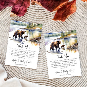 Adventure awaits bear cub with mum baby shower thank you card