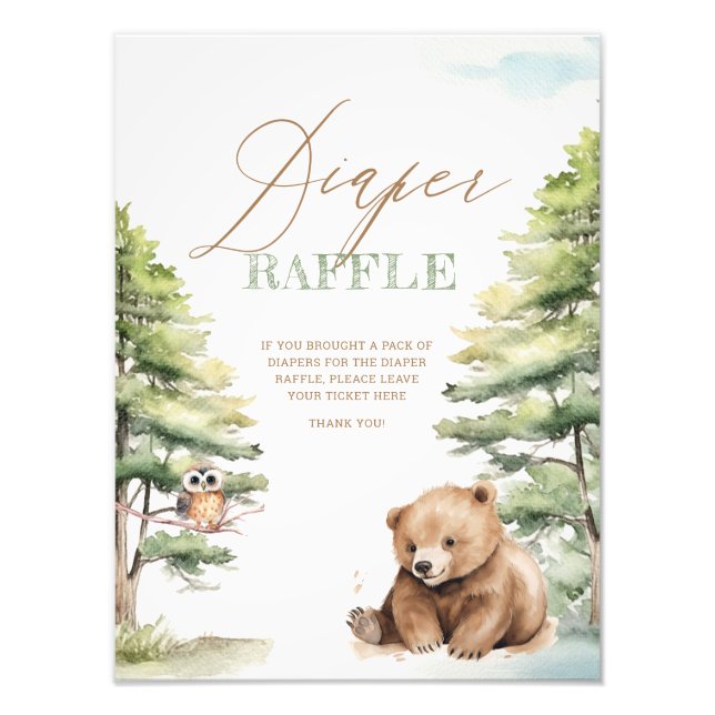 Adventure Awaits Bear Guess Diaper Raffle Poster (Front)