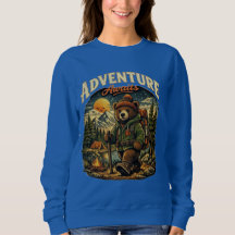Adventure Awaits Bear Hiking Camping Vintage Hoodi