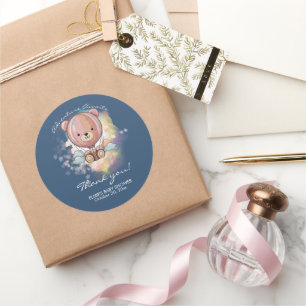 Adventure Awaits Bear Hot Air Balloon Baby Shower Classic Round Sticker