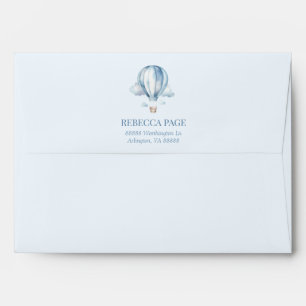 Adventure Awaits! Blue Hot Air Balloon Baby Shower Envelope