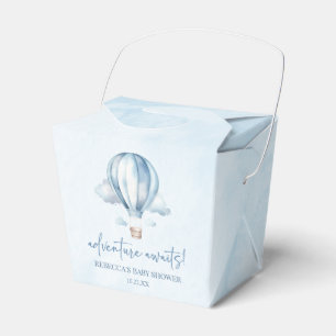 Adventure Awaits! Blue Hot Air Balloon Baby Shower Favour Box