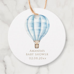 Adventure Awaits Blue Hot Air Balloon Baby Shower Favour Tags