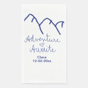 Adventure awaits blue mountain heart add name napkin