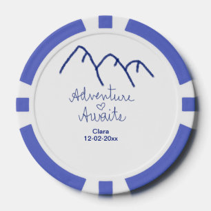 Adventure awaits blue mountain heart add name poker chips
