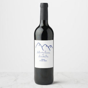 Adventure awaits blue mountain heart add name  wine label