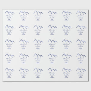 Adventure awaits blue mountain heart add name wrapping paper