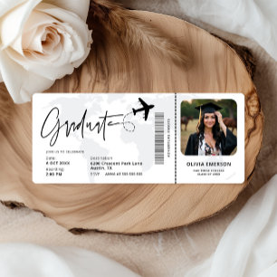Adventure Awaits Boarding Pass Photo Graduation Invitation