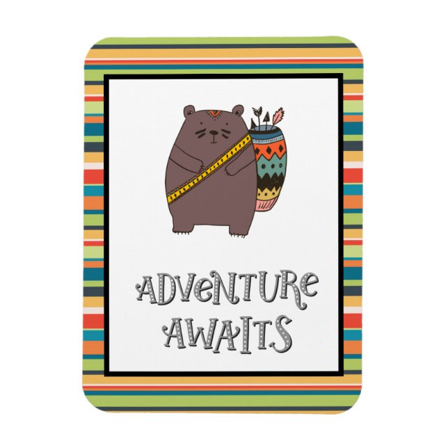 Adventure Awaits Boho Bear Magnet (Vertical)