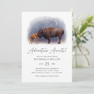 Adventure Awaits Boho Bison Desert Baby Shower Invitation
