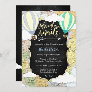 Adventure Awaits Boy Baby Shower Invitation