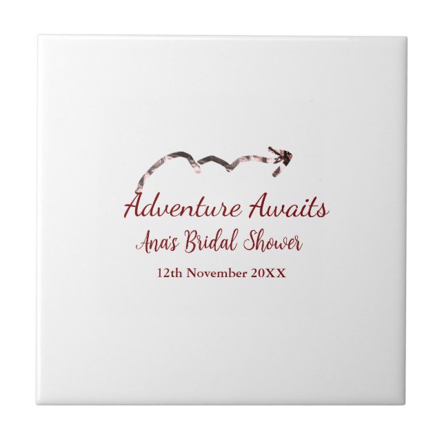 Adventure awaits bridal shower add name arrow marr ceramic tile (Front)