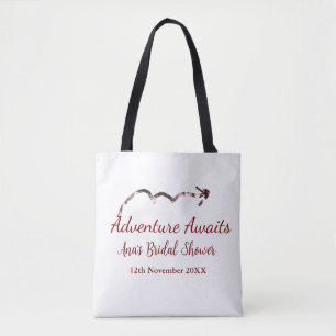 Adventure awaits bridal shower add name arrow marr tote bag