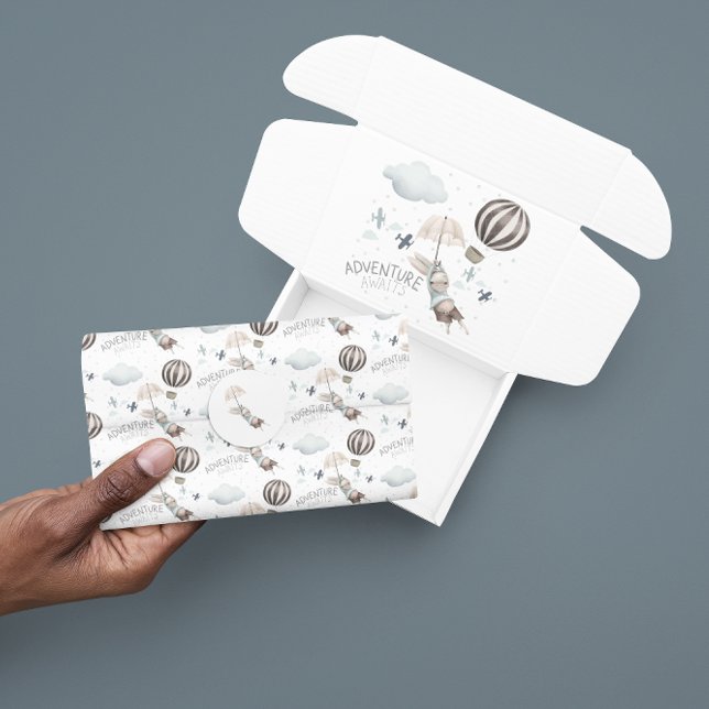 Adventure Awaits Bunny Tissue Paper  (Celebrate a special trip with this cute bunny, "Adventure awaits" tissue paper! Matching collection!)