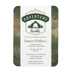 Adventure Awaits Camping Graduation Party Invitati Magnet