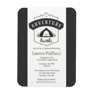 Adventure Awaits Camping Graduation Party Magnet
