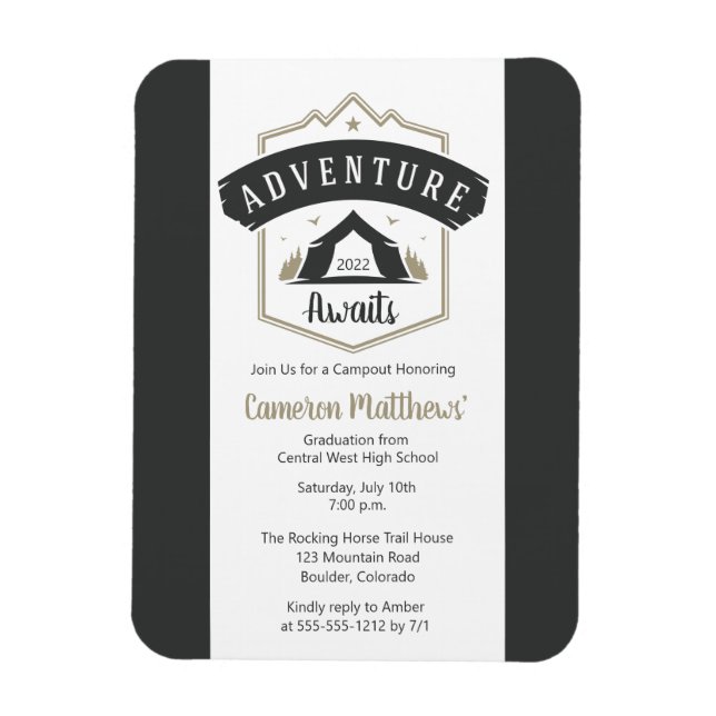 Adventure Awaits Camping Graduation Party Magnet (Vertical)