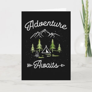Adventure Awaits Camping Hiking Outdoor Travel Shi Card