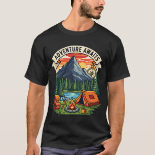 Adventure Awaits Camping Scene - Mountain Lake Ten T-Shirt