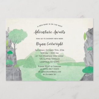 Adventure Awaits Cliffs and Mountains Baby Shower Invitation
