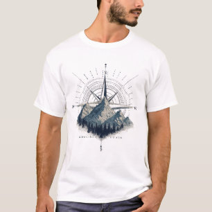Adventure Awaits – Compass & Mountain Emblem T-Shirt