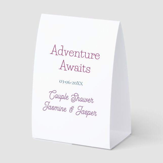 adventure awaits couple shower name date pink blue (Front)