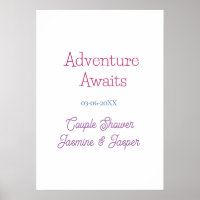 adventure awaits couple shower name date pink blue