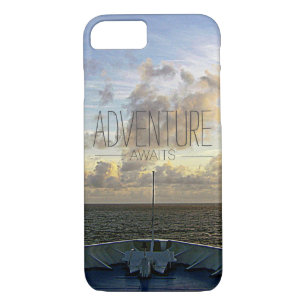 ADVENTURE AWAITS   CRUISE SHIP OCEAN SUNSET iPhone 8/7 CASE