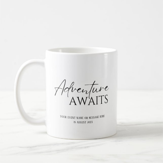 Adventure awaits, custom  coffee mug (Left)