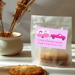 Adventure Awaits Cute Truck & Trailer BABY SHOWER Rectangular Sticker