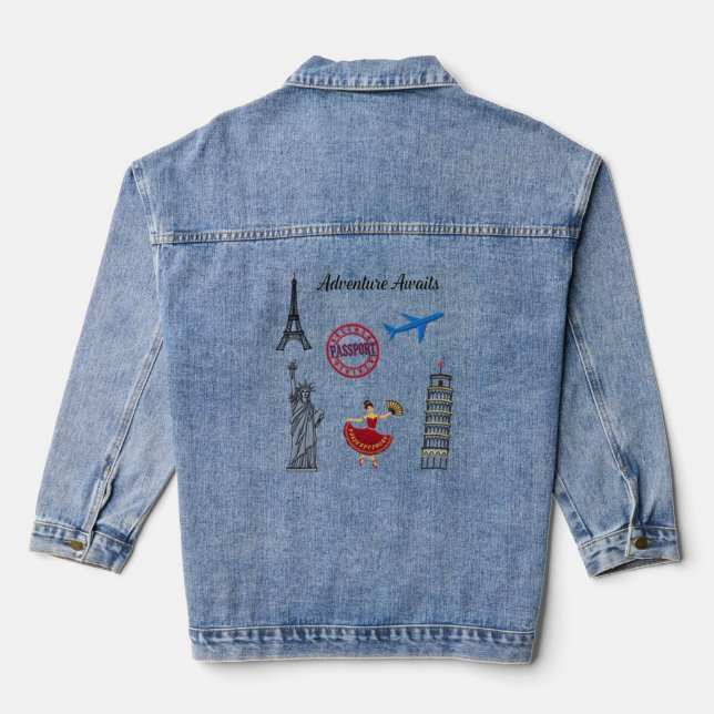 Adventure Awaits  Denim Jacket (Back)