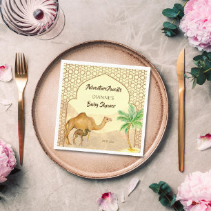 Adventure awaits desert baby camel baby shower  napkin