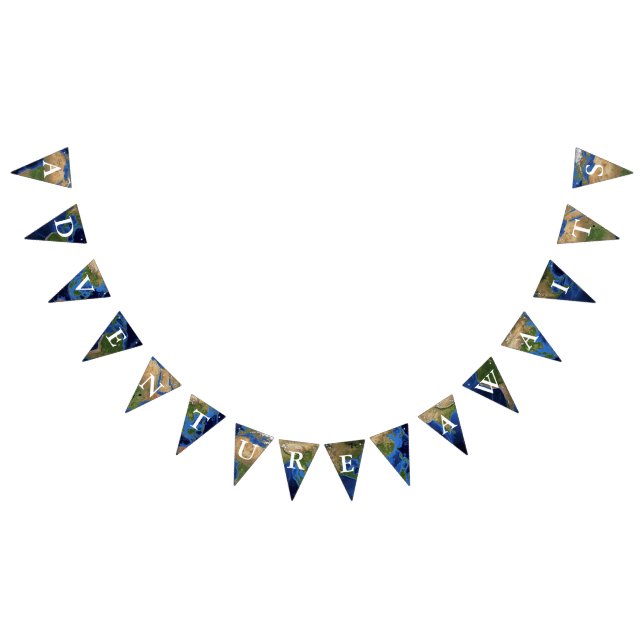 Adventure Awaits Earth Globe World Map Bunting (All)