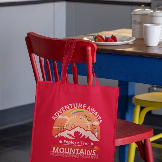  "Adventure Awaits-Explore the mountains" design Tote Bag (Creator Uploaded)