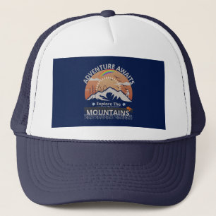 "Adventure Awaits-Explore the mountains" design Trucker Hat