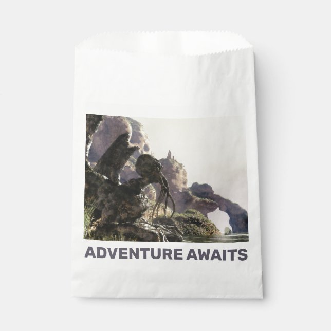 Adventure Awaits. Fantasy landscape Favour Bag (Front)