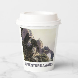 Adventure Awaits. Fantasy landscape Paper Cups