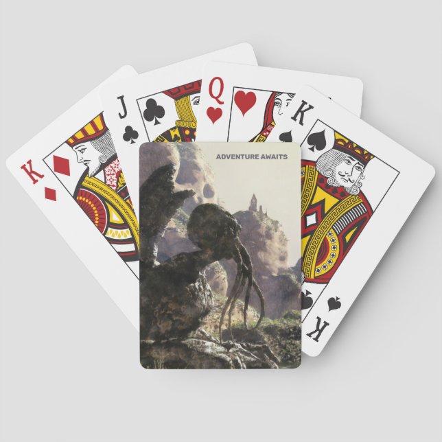 Adventure Awaits. Fantasy landscape Playing Cards (Back)