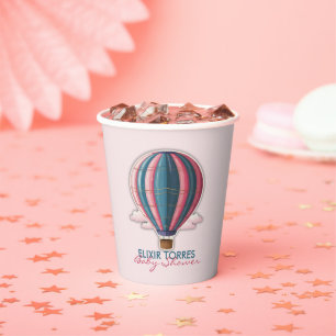 Adventure Awaits Festive Blue Pink Baby Shower Paper Cups