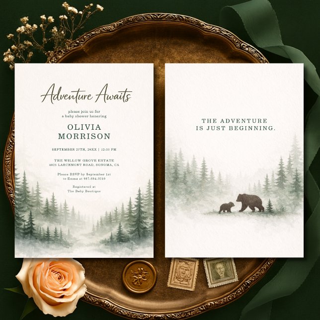 Adventure Awaits Forest Animals Baby Shower Invitation (Creator Uploaded)