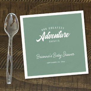 Adventure Awaits Forest Green Baby Shower Napkin