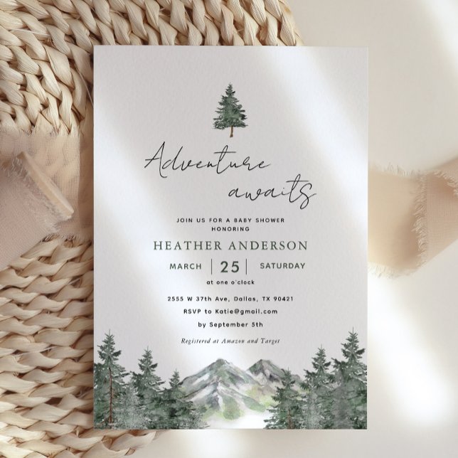 Adventure Awaits Forest Winter Boy Baby Shower Invitation (Creator Uploaded)