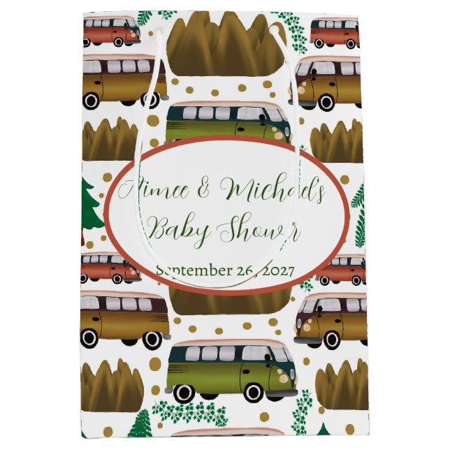 Adventure Awaits: Gender Neutral Baby Shower Medium Gift Bag (Front)